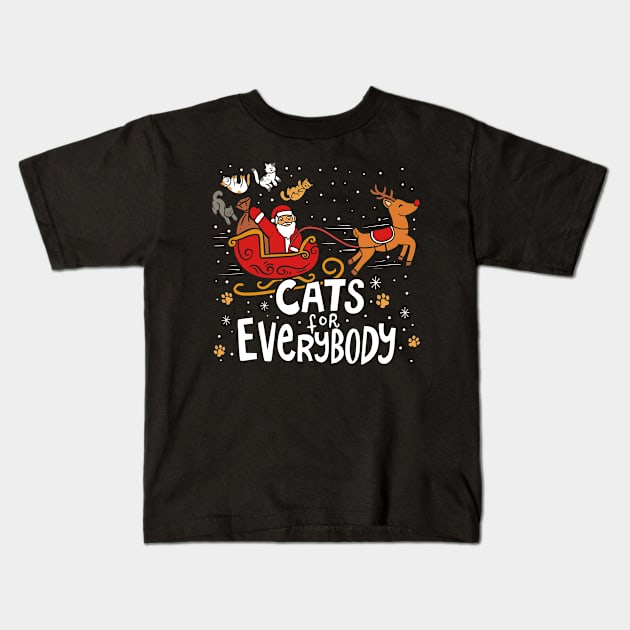 Cats For Everybody Christmas Santa Sleigh Xmas Gift Kids T-Shirt by Hasibit